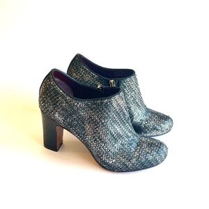 Marc by Marc Jakobs Black Silver Glitter Heeled Ankle Boots size EUR 38, US 7.5